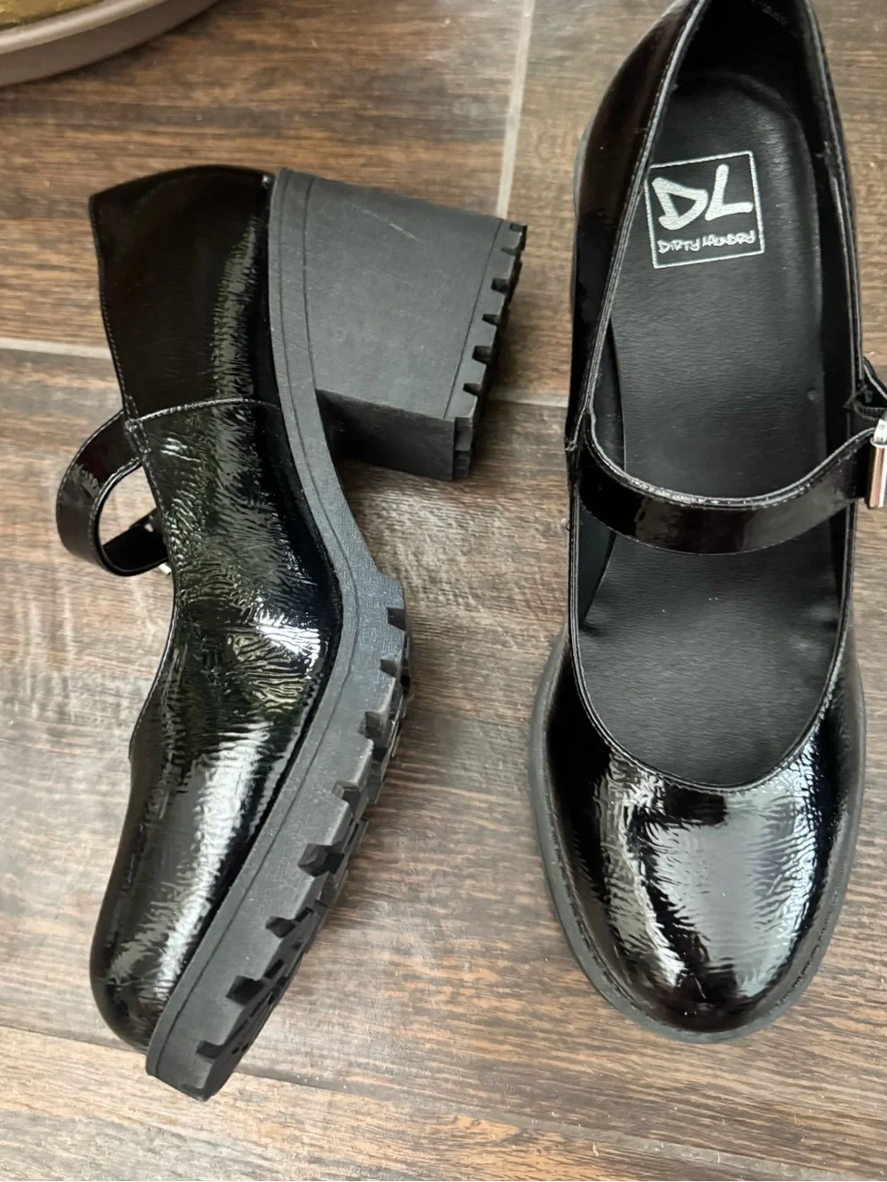 Dirty Laundry Lita Jane Chunky Black Patent Platform Mary Jane Heels 9.5
